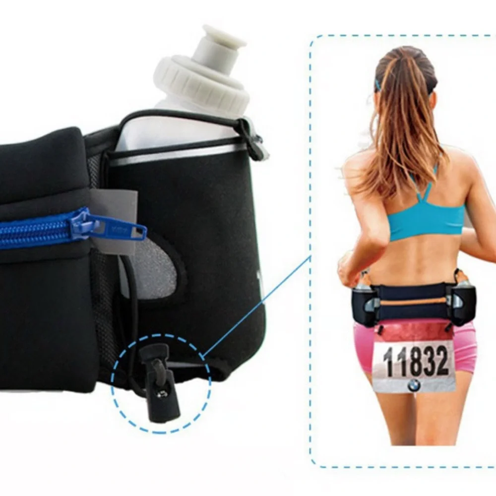PYFK Black Running Belt with Blue Zipper